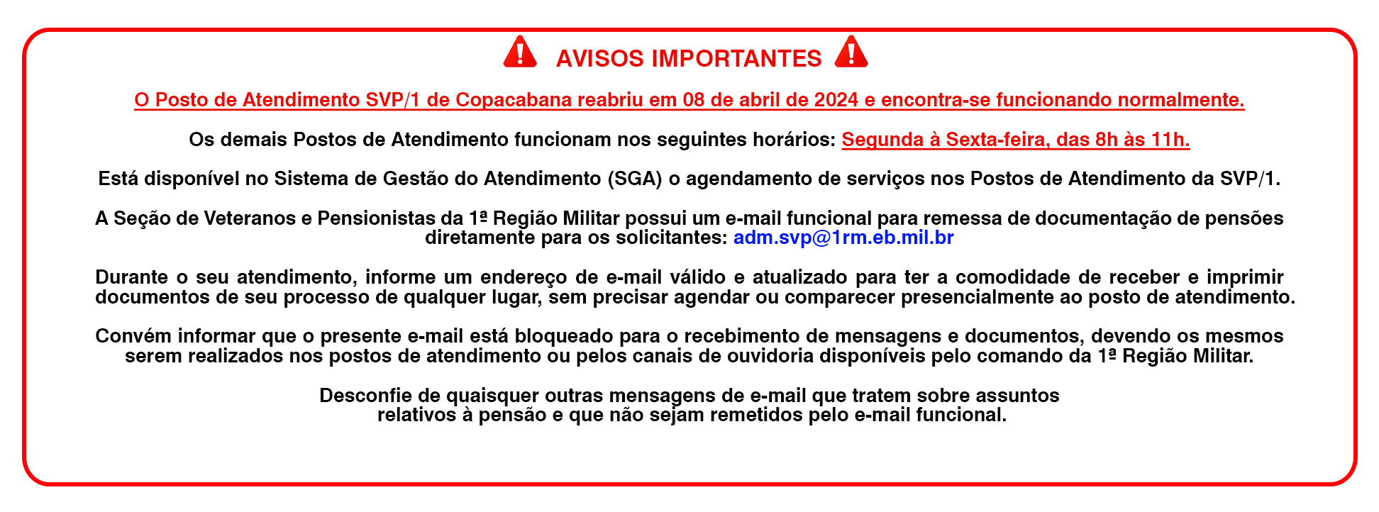 AVISOS IMPORTANTES 1 posto copacabana 05 2024